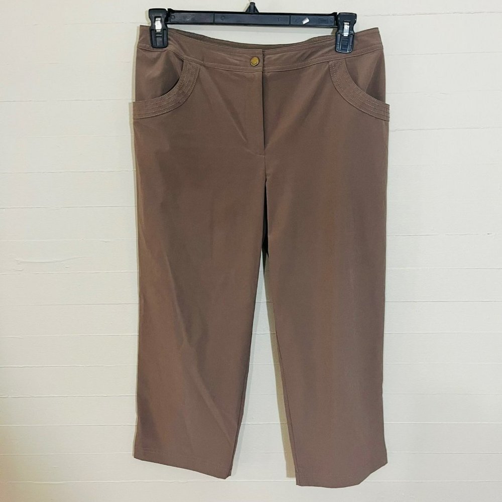 Chico's Zynergy Brown Cropped Workout Pants SZ 1